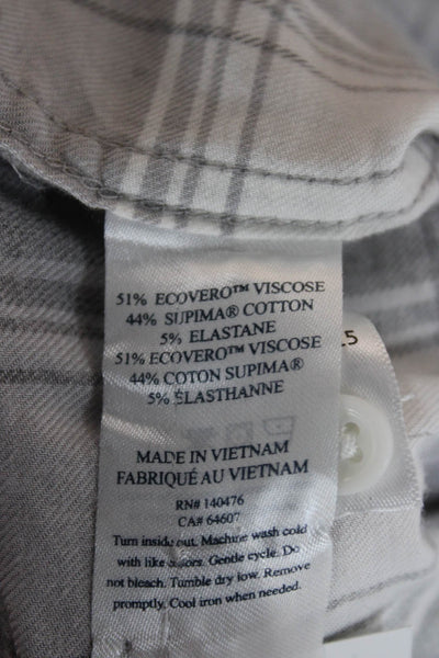 Faherty Brand Mens Plaid Button Down Shirt Grey White Size Extra Extra Large