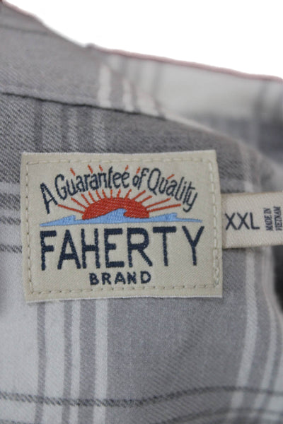Faherty Brand Mens Plaid Button Down Shirt Grey White Size Extra Extra Large