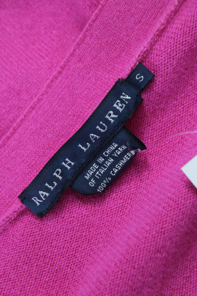 Ralph Lauren Blue Label Women Cashmere V Neck Cardigan Pink Long Sleeve Size S