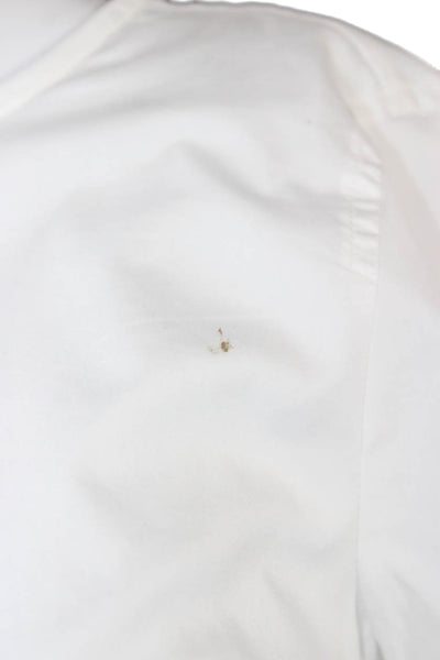 J Crew Women White Cotton Basic Blouse Short Sleeve Round Neck Button Size 0