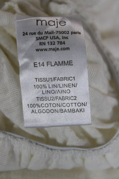Maje Womens Tank Dress White Linen Sleeveless Round Neck Pullover Short Size 3