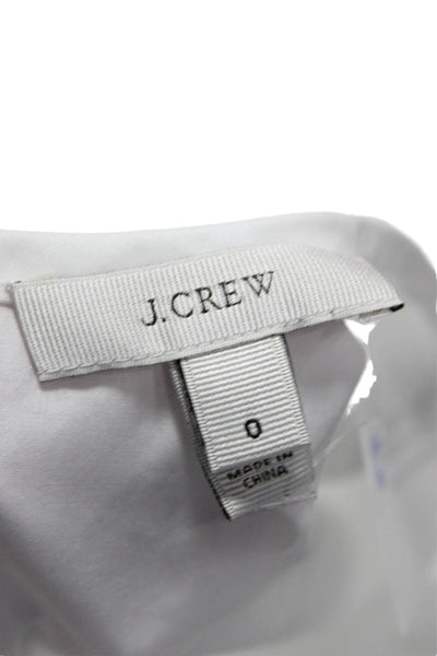 J Crew Women White Cotton Basic Blouse Short Sleeve Round Neck Button Size 0