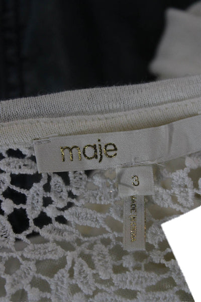 Maje Womens Tank Dress White Linen Sleeveless Round Neck Pullover Short Size 3