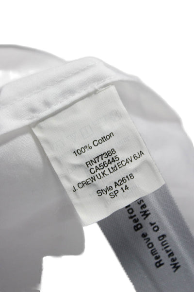 J Crew Women White Cotton Basic Blouse Short Sleeve Round Neck Button Size 0