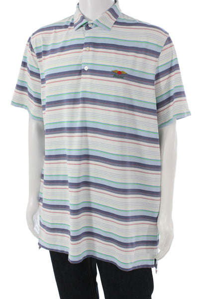Johnnie-o Women Multicolor Striped Collared Short Sleeve Polo Shirt Size XL