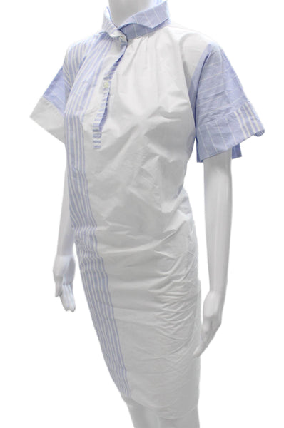 Gallego Desportes Womens Shirt Dress White Striped Collared Button Size M