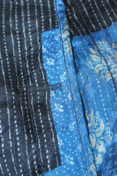 Zara Women Quilted Floral Blue Polyester Button Long Sleeve Jacket Size XS