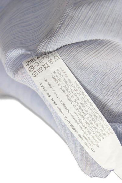 Zara Women Striped Collared Viscose Button-Up Top Blue 3/4 Sleeve Size XS