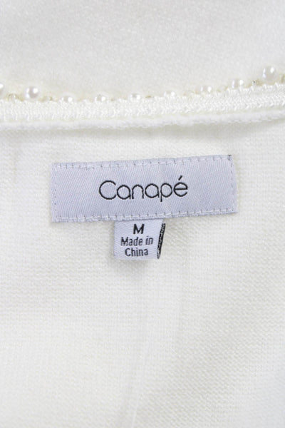 Canape Women Basic Scoop Neck Rayon Short Sleeve T-Shirt White Size M