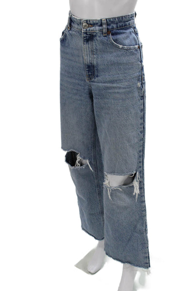 Zara Women Cropped High Rise Blue Jeans Size 4