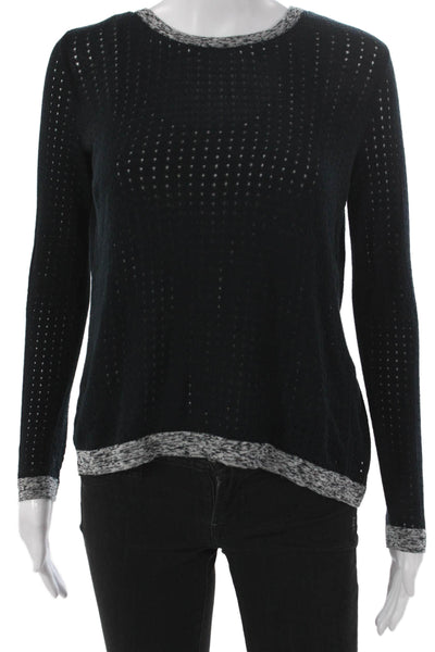 Rag & Bone Womens Long Sleeve Cotton Crew Neck Pullover Black Size 2XS