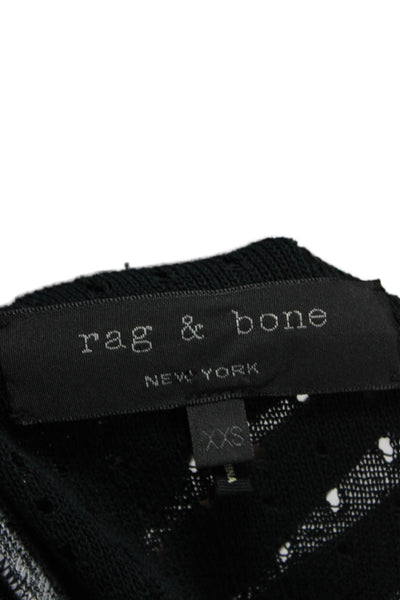 Rag & Bone Womens Long Sleeve Cotton Crew Neck Pullover Black Size 2XS