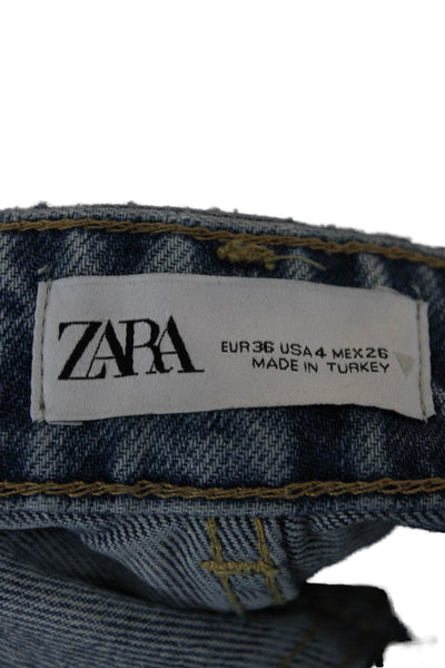 Zara Women Cropped High Rise Blue Jeans Size 4