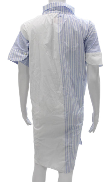 Gallego Desportes Womens Shirt Dress White Striped Collared Button Size M