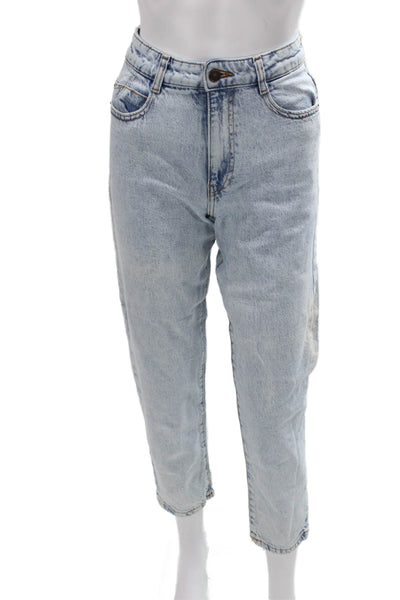 Zara Women Mom Jeans Blue Cotton High Rise Size 2