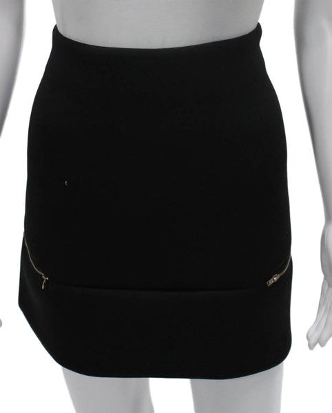 Soprano Women Black Straight Pencil Skirt Rayon Zip Short Size M