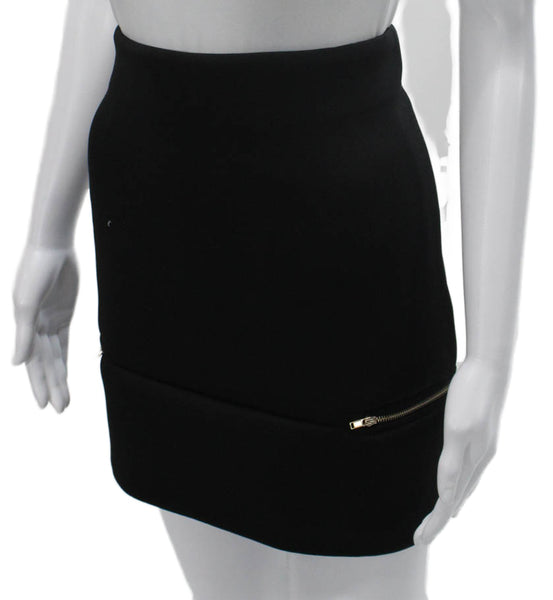 Soprano Women Black Straight Pencil Skirt Rayon Zip Short Size M