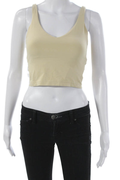 Lululemon Women Cropped Tank V Neck Sleeveless Nylon Beige Size S
