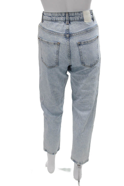 Zara Women Mom Jeans Blue Cotton High Rise Size 2