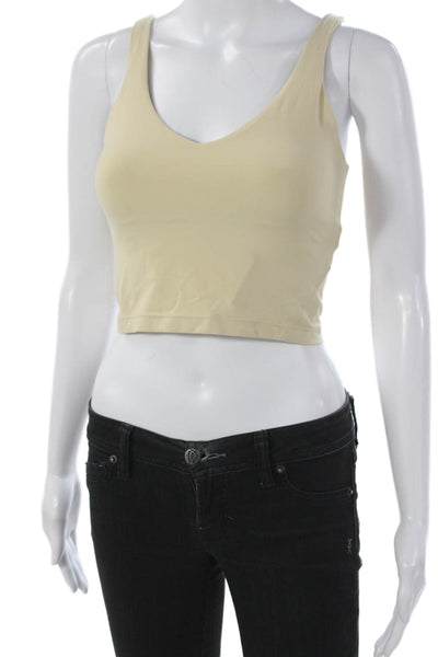 Lululemon Women Cropped Tank V Neck Sleeveless Nylon Beige Size S