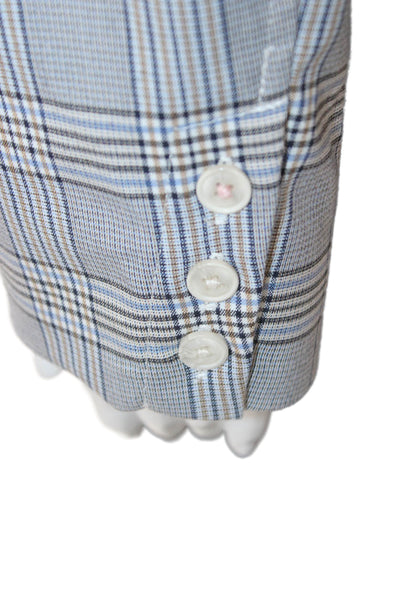 Ecru Womens Blazer Gray Plaid Polyester Button Long Sleeve Size S