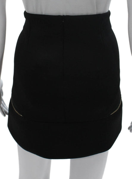 Soprano Women Black Straight Pencil Skirt Rayon Zip Short Size M