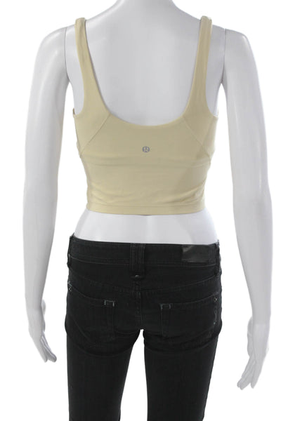 Lululemon Women Cropped Tank V Neck Sleeveless Nylon Beige Size S