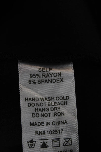 Soprano Women Black Straight Pencil Skirt Rayon Zip Short Size M