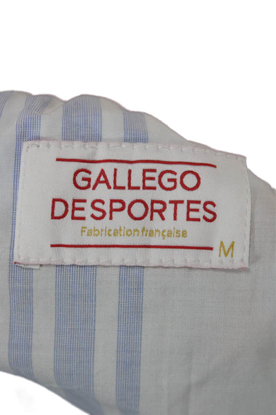 Gallego Desportes Womens Shirt Dress White Striped Collared Button Size M