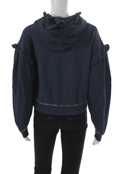Something Navy Womens Pullover Hoodie Blue Cotton Long Sleeve Size XS