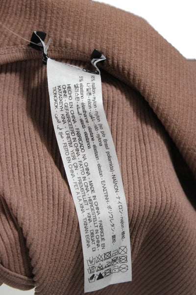 Zara Womens One Piece Bodysuit Brown Striped Scoop Neck Sleeveless Nylon Size M