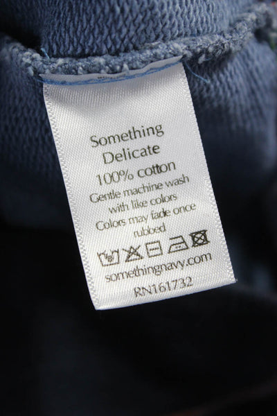 Something Navy Womens Pullover Hoodie Blue Cotton Long Sleeve Size XS