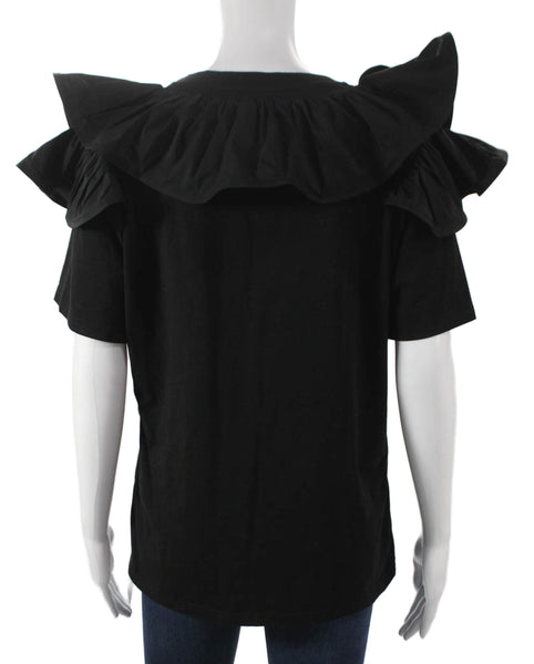Talk Of The Walk Womens Black Basic Scoop Neck Short Sleeve T-Shirt Size L
