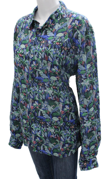 Derek Rose Mens Linen Tropical Floral Button Up Shirt Long Sleeve Size XL