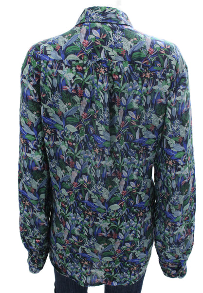 Derek Rose Mens Linen Tropical Floral Button Up Shirt Long Sleeve Size XL