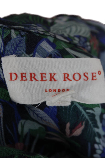 Derek Rose Mens Linen Tropical Floral Button Up Shirt Long Sleeve Size XL