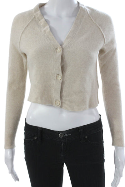 360 Cashmere Women Cashmere V Neck Long Sleeve Cardigan Beige Size XS