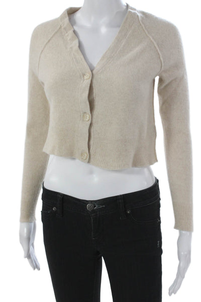 360 Cashmere Women Cashmere V Neck Long Sleeve Cardigan Beige Size XS