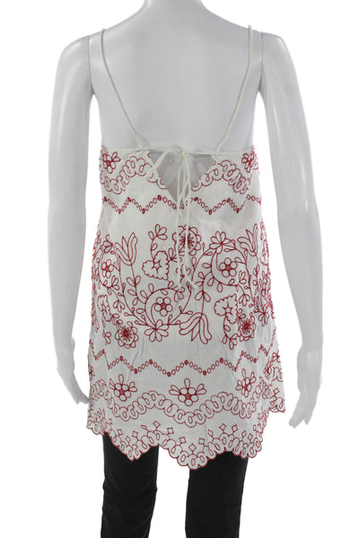 Zara Women Sleeveless Tunic Cotton Square Neck Floral White Tie Size S
