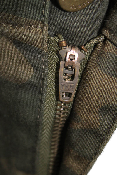 Sanctuary Women Cargo Skirt Green Camo Cotton Button Short Size 27