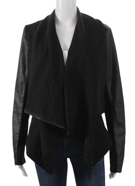 Blank NYC Womens Black Biker Jacket Polyurethane Zip Size M