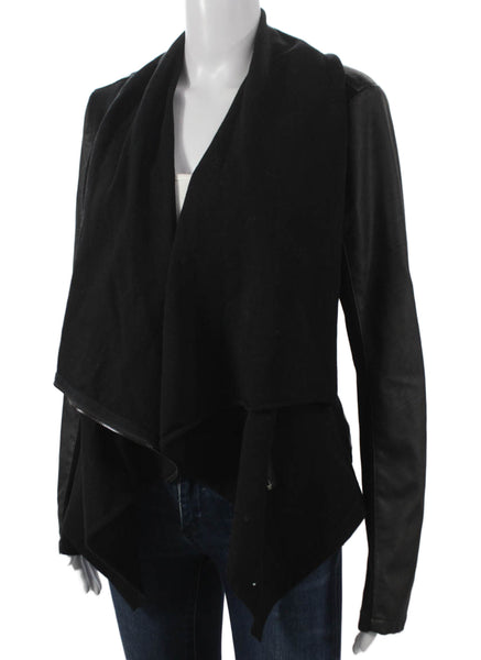 Blank NYC Womens Black Biker Jacket Polyurethane Zip Size M