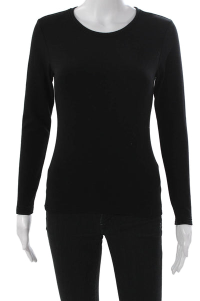 Uniqlo Women Basic Black Acrylic Long Sleeve Round Neck T-Shirt Size XS