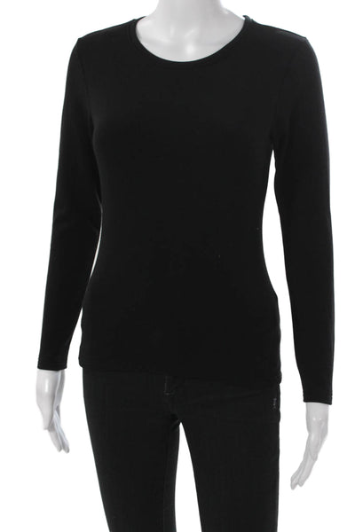Uniqlo Women Basic Black Acrylic Long Sleeve Round Neck T-Shirt Size XS