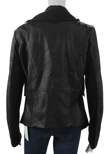 Blank NYC Womens Black Biker Jacket Polyurethane Zip Size M