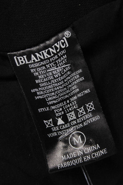 Blank NYC Womens Black Biker Jacket Polyurethane Zip Size M