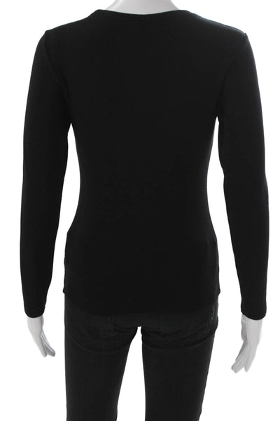 Uniqlo Women Basic Black Acrylic Long Sleeve Round Neck T-Shirt Size XS