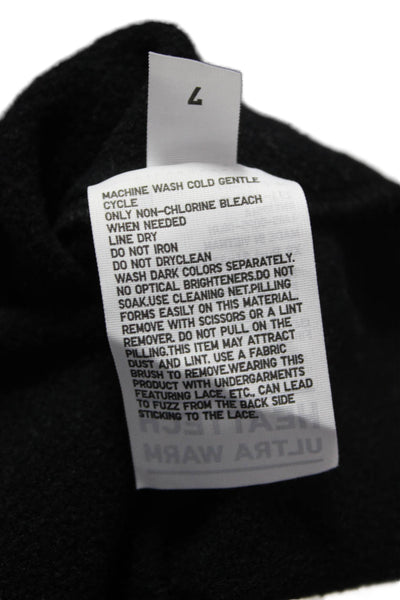 Uniqlo Women Basic Black Acrylic Long Sleeve Round Neck T-Shirt Size XS