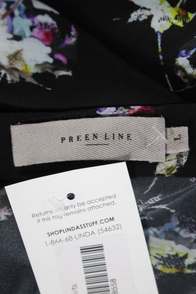 Preen Line Womens Wrap Skirt Black Floral Viscose Midi Size L