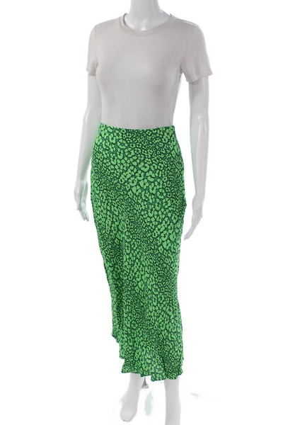 Whistles Women Midi Skirt Green Animal Print Viscose Zip Size 8